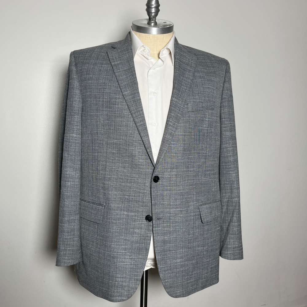 Lauren Ralph Lauren Blazer Mens 48L Grey Crosshatch Two Button Stretch